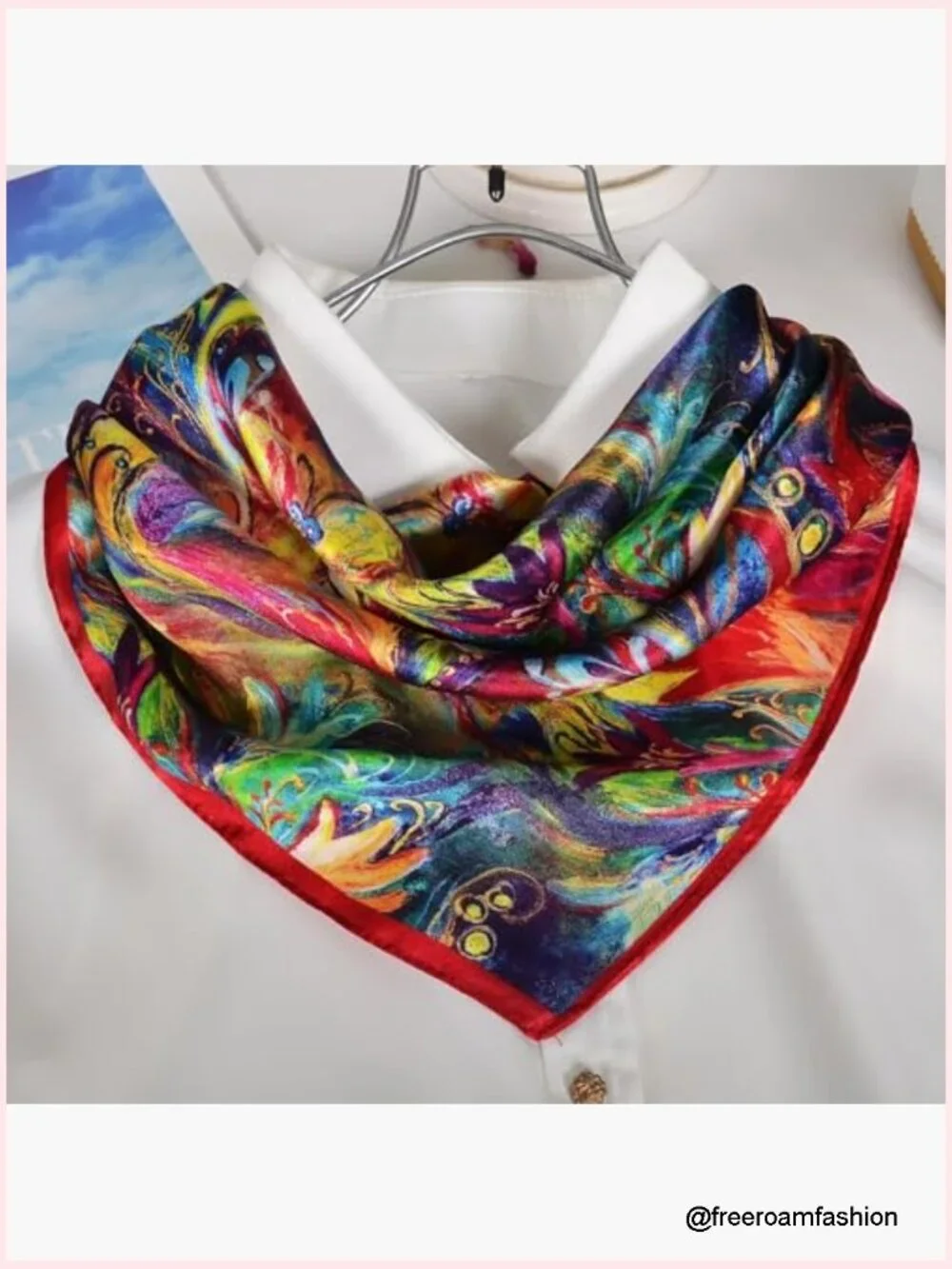 Pure Silk Neck Scarf Lightweight 21x21 Small Square Scarf
